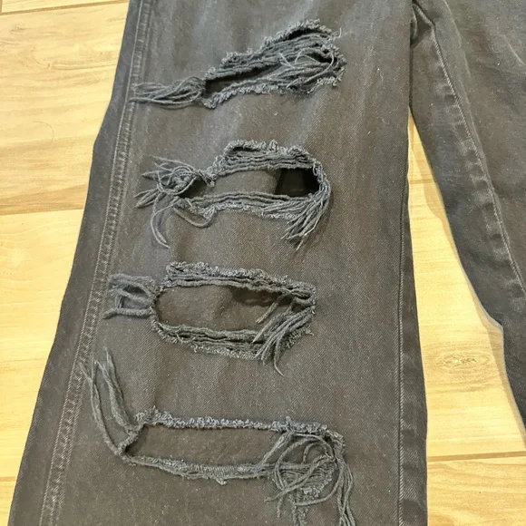 Women’s PacSun Black Flare Wide Leg Jeans Distressed Size 27 - Picture 11 of 12